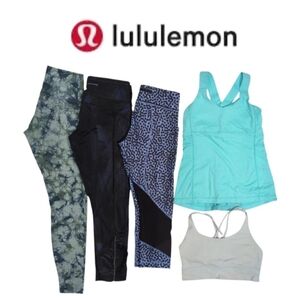 5 piece Lululemon Bundle Size 8 A mix Three leggings different Lengths Shelf Bra